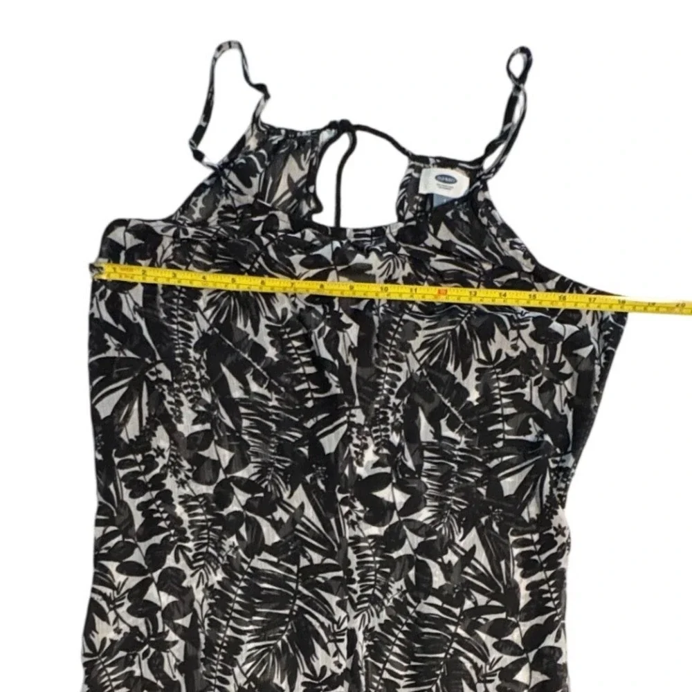 Old Navy Women Small Black White Tropical Bathing‎ Suit Coverup Boho Tank Dress